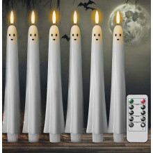 Halloween sichere flammenlose Kerze in Geisterform für Spukhaus und Halloweenparty dekorativ schlicht und gruselig