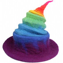 Handgemaakte regenboog tovenaarshoed met uitschuifbaar ontwerp, grappige heksenhoed met kleurverloop voor feest en verkleedkleding