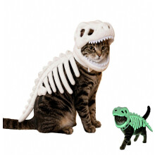 Disfraz de esqueleto de dinosaurio para perro y gato, suave y mullido, atuendo de Halloween con piezas óseas en 3D para mascotas de tamaño estándar
