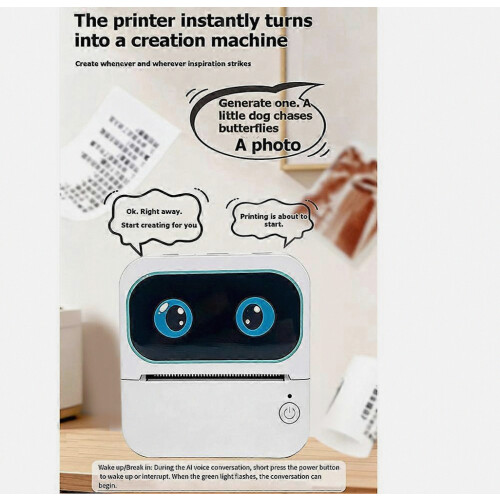 AI Powered Smart Voice Thermal Printer for Coloring and Drawing, Educational Portable USB WiFi Bluetooth, White 2