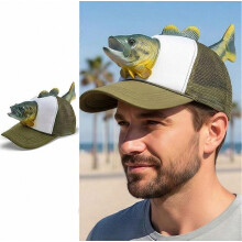 Grappige 3D vis truckerpet, verstelbare pasvorm, één maat, speelse visserspet met ademend gaas, baseballpet voor dames en heren