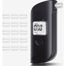 Alcootest numérique professionnel avec écran LCD et 15 embouts, pour usage privé et professionnel, noir