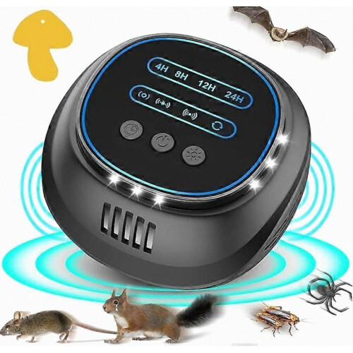 Ultrasonic Mouse and Rat Repeller, 360-Degree Coverage, Silent and Low-High Frequency Modes, 300m Range, 22-65kHz, Sticky Insect Panel