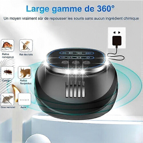 Ultrasonic Mouse and Rat Repeller, 360-Degree Coverage, Silent and Low-High Frequency Modes, 300m Range, 22-65kHz, Sticky Insect Panel 1