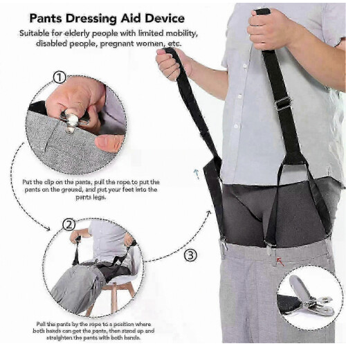 Strong Grip Pants Pulling Helper, Foldable Dressing Aid, Adjustable Assist Tool for Elderly Seniors to Wear Pants Easily 1