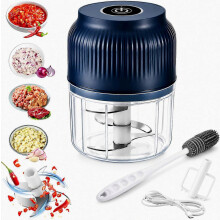Cordless Electric Garlic Chopper, 400ml Mini Food Processor, White, 6 Stainless Steel Blades for Mincing Garlic, Onion, Ginger, Chili and