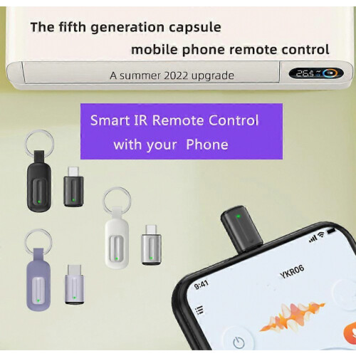 Smartphone IR Mini Adapter, Type C and Micro USB Interface, Smart App Control, Wireless Infrared Phone Universal Remote Control 1