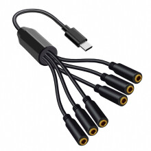 Type-c naar 3,5 mm adapter voor hoofdtelefoon en oortjes, compatibel met telefoons en tablets, met meerdere aansluitingen, draagbaar en compact ontw
