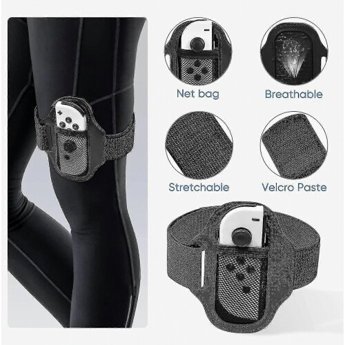 2 Pack Adjustable Elastic Leg Straps for Switch Sports and Ring Fit Adventure, Compatible with Switch OLED Controllers 1