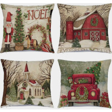 Weihnachtskissenbezüge 45 x 45 cm, quadratisch, für festliche Dekoration, weiche Kissenhüllen für Sofa und Wohnzimmer
