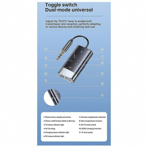 Car Bluetooth Hands-Free Audio Receiver and Transmitter, Stereo MP3 Player with Home Use and Calling Function 2