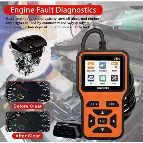 OBD2 Scanner V500, Instant Code Reader and Voltage Check, Full System Diagnostics for OBD II and CAN Cars, 10 Second Fault Analysis