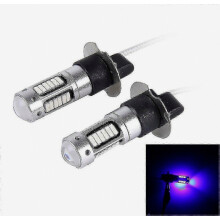 2 Pcs H3 10W Car Fog Light Bulbs, 30 SMD-4014 LEDs, DC 12V, Blue Light, High Brightness, Durable Replacement Bulbs