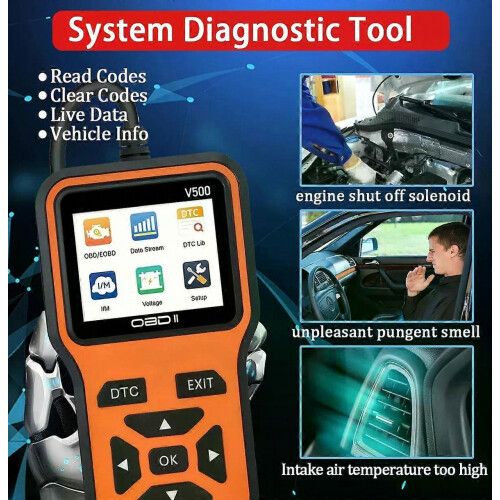 OBD2 Scanner V500, Instant Code Reader and Voltage Check, Full System Diagnostics for OBD II and CAN Cars, 10 Second Fault Analysis 1