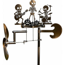 Halloween skelet band windspinner van metaal, door wind aangedreven ornament voor buiten, griezelige tuindecoratie en weerhaan voor de tuin