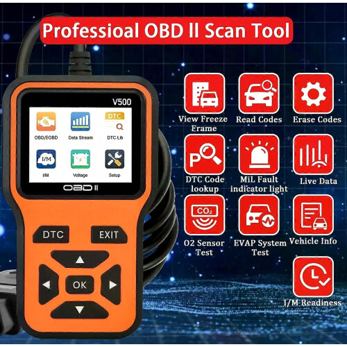 OBD2 Scanner V500, Instant Code Reader and Voltage Check, Full System Diagnostics for OBD II and CAN Cars, 10 Second Fault Analysis 2