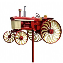 Metalen windrad voor boerderijvoertuig voor tuin en erf, buitendecoratie voor gazon met draaibare wielvorm, 85 cm hoog, veelkleurig, voor bloembedde