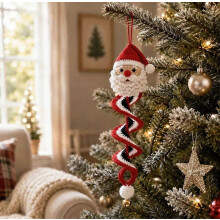 Weihnachtsbaum Häkelset, DIY Schneemann Spiral Ornamentset für Anfänger, Hängende Weihnachtsdekoration für Fenster und Wohnraum