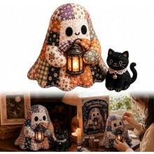 Knutselpakket voor Halloween met kleine geesten, schattige pluchen spookjes om zelf te maken met voorgesneden stof, handgemaakte poppenmaakset voor