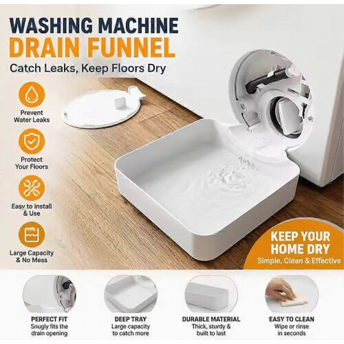 Washing Machine Drain Tray Prevents Water Overflow in Laundry Room, Waterproof Solution for Laundry Accessories 2