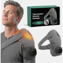 Triple-Method Shoulder Massager, Shiatsu Heated Cushion with 3 Adjustable Levels, Shoulder, Neck and Leg Pain Relief, Compression and Vibr
