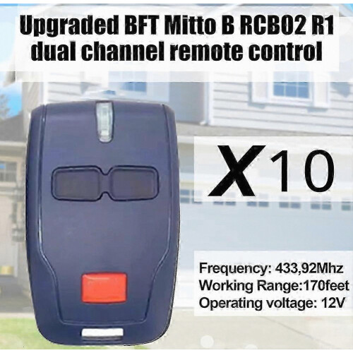 10 Pack 2 Button 433 MHz Rolling Code Remote Control for Garage Door and Gate Opener, Compact Durable Replacement Remote with Long Range 1