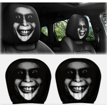 2 kpl Halloween-kauhuhenki-pääntukisuojat, joustava kaksipuolinen painatus, yleinen juhlakoriste autoihin, kuorma-autoihin ja maastureihin etuistuim
