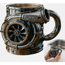 Tazza in acciaio inossidabile con motore V8, tazza meccanica 3D per caffè con manico isolante, in resina, design creativo per auto da collezione