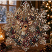 Kerst knutselpakket met diamantkunst om op te hangen, decoratie van acryl met pareleffect, geschikt voor muur, deur en kerstdecoratie 25 x 25 cm
