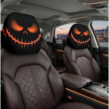 2 kpl Halloween-kummitusnaamaiset auton istuimen niskatukisuojat, joustava slip-on-malli, sopii useisiin ajoneuvoihin, juhlakoristeet matkoille