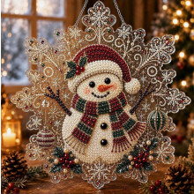 Kerst doe-het-zelf diamantschilderij hangdecoratie van acryl met pareleffect, set voor wand en deur, 25 x 25 cm voor thuisgebruik