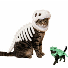 Disfraz de esqueleto de dinosaurio para perros y gatos, suave de peluche, atuendo de Halloween con pieza para la cabeza y ropa para mascotas de tall