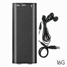 Kleinste mini dictafoon met oortjes, compacte audiorecorder voor vergaderingen, colleges en het overzetten van bestanden