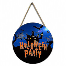 Pyöreä halloween-aiheinen puinen ripustettava ovikyltti, koristeellinen seinä- ja juhlakoriste kotiin