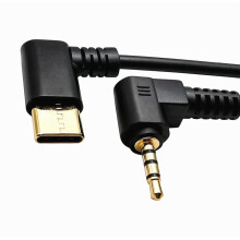 USB-C to 3.5mm 4-Pole Headphone Jack Cable, Right-Angle Audio Adapter for Mobile Devices, 30 cm, Multicolor