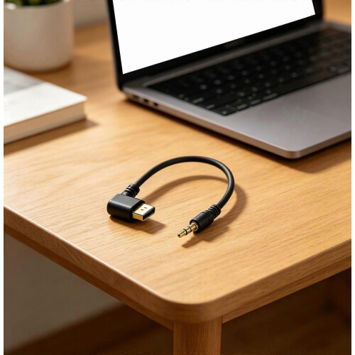USB-C to 3.5mm 4-Pole Headphone Jack Cable, Right-Angle Audio Adapter for Mobile Devices, 30 cm, Multicolor 1