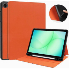 Compatibele hoes met standaard voor Samsung Galaxy Tab A11+, van TPU en leer, beschermhoes voor tablet met ondersteuning aan de voorkant