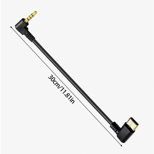 USB-C to 3.5mm 4-Pole Headphone Jack Cable, Right-Angle Audio Adapter for Mobile Devices, 30 cm, Multicolor 2