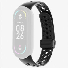 Magnetische siliconen polsband, ademend vervangende horlogeband compatibel met Xiaomi Smart Band 10, 9 en 8