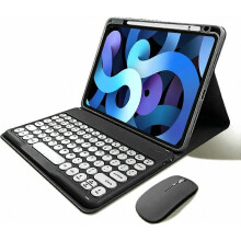 Toetsenbordhoes compatibel met iPad 10,2 inch 9e 8e 7e generatie en iPad Air 3 iPad Pro 10,5 inch, draadloos afneembaar Bluetooth toetsenbord, zwart