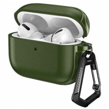 Oordopjeshoes met gesplitst ontwerp, leerstructuur, TPU en metalen karabijnhaak, compatibel met AirPods Pro 2 en AirPods Pro Case