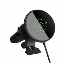 Magnetische snellader autohouder voor telefoon met draadloos opladen 20 W en usb-c aansluiting, stevig en compact