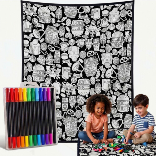 Κουβέρτα ζωγραφικής για DIY 100 x 150 cm με μαρκαδόρους, για διακοσμήσεις Χάλογουιν