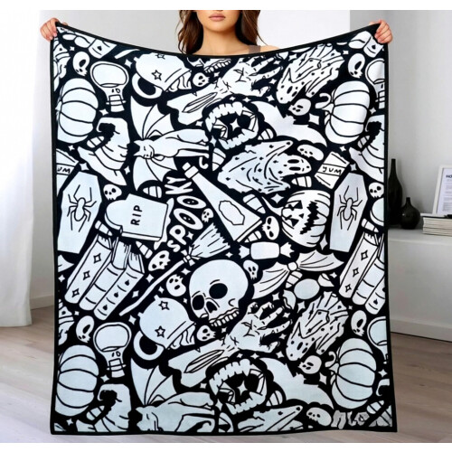 Βαφή κουβέρτα DIY 150 x 200 εκ. με μαρκαδόρους για διακόσμηση αποκριών 1