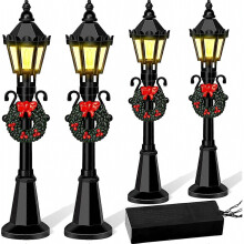 4 Pezzi Modelli di Lampione Mini Natalizio per Casa delle Bambole, Lanterna Miniatura per Villaggio, Palo per Sentiero, Accessorio per Micro Paesagg