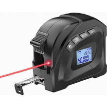 Metro a nastro laser 3 in 1 con schermo LCD, misurazione laser digitale fino a 40 m, nastro da 5 m, per distanza, superficie, volume e teorema di Pi