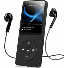 MP3-Player mit UKW-Radio, Sprachaufnahme, 70 Stunden Wiedergabe, erweiterbar auf 128 GB, 16 GB Speicher, Schwarz