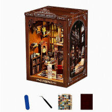 DIY-Buchnische mit Licht, Holz-3D-Puzzle, handgefertigt, zum Selbstaufbau, dekoratives Modell für Bücherregal