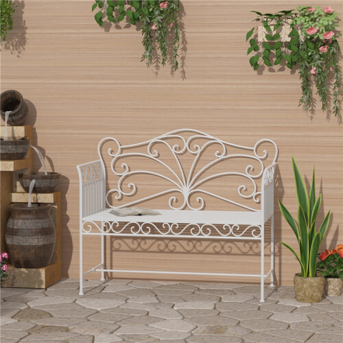 Heavy-Duty Garden Bench-White 2