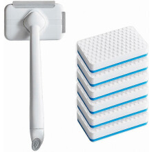 Sponsborstel met 6 melamine navullingen, 90 draaibare reiniger voor douche en badkuip, pp-handgreep voor badkamer